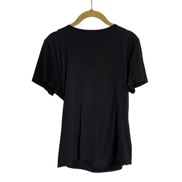 Talbots Black Draped Neckline Minimalistic Staple Black Blouse Medium - Picture 2 of 4